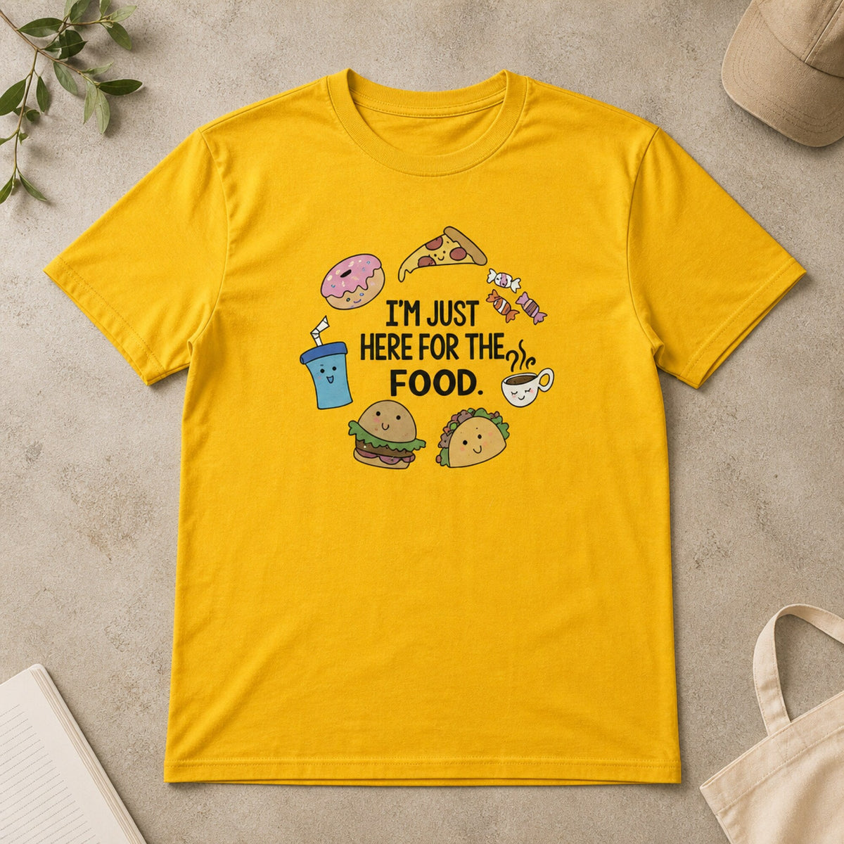 Here For The food Unisex T-Shirt — on hanger