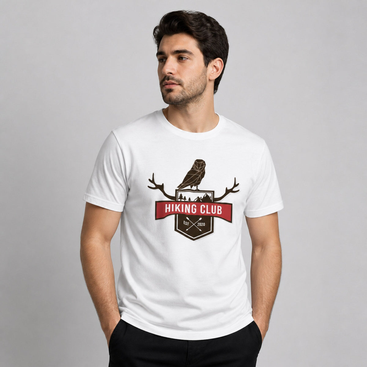 Hiking Club Unisex T-Shirt — worn on model, front