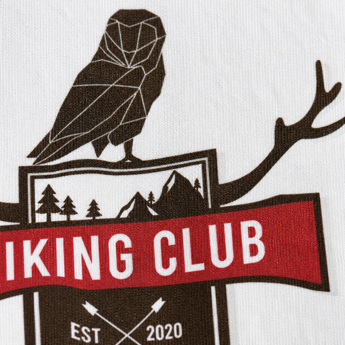Hiking Club Unisex T-Shirt — print detail close-up