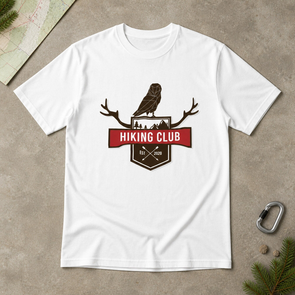 Hiking Club Unisex T-Shirt — on hanger
