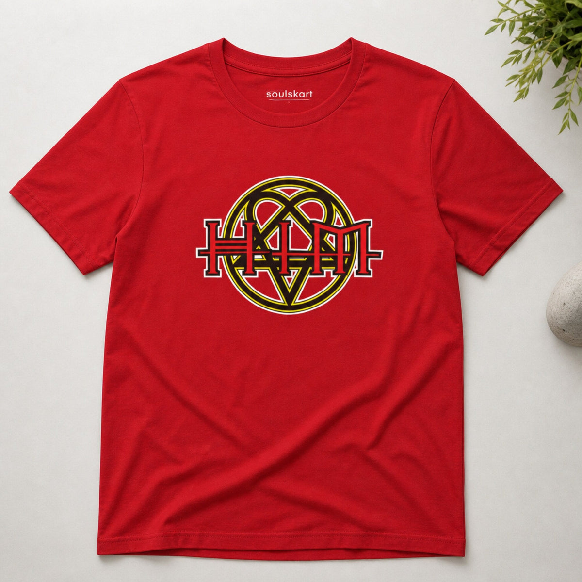 HIM Band-Inspired Unisex T-Shirt — on hanger