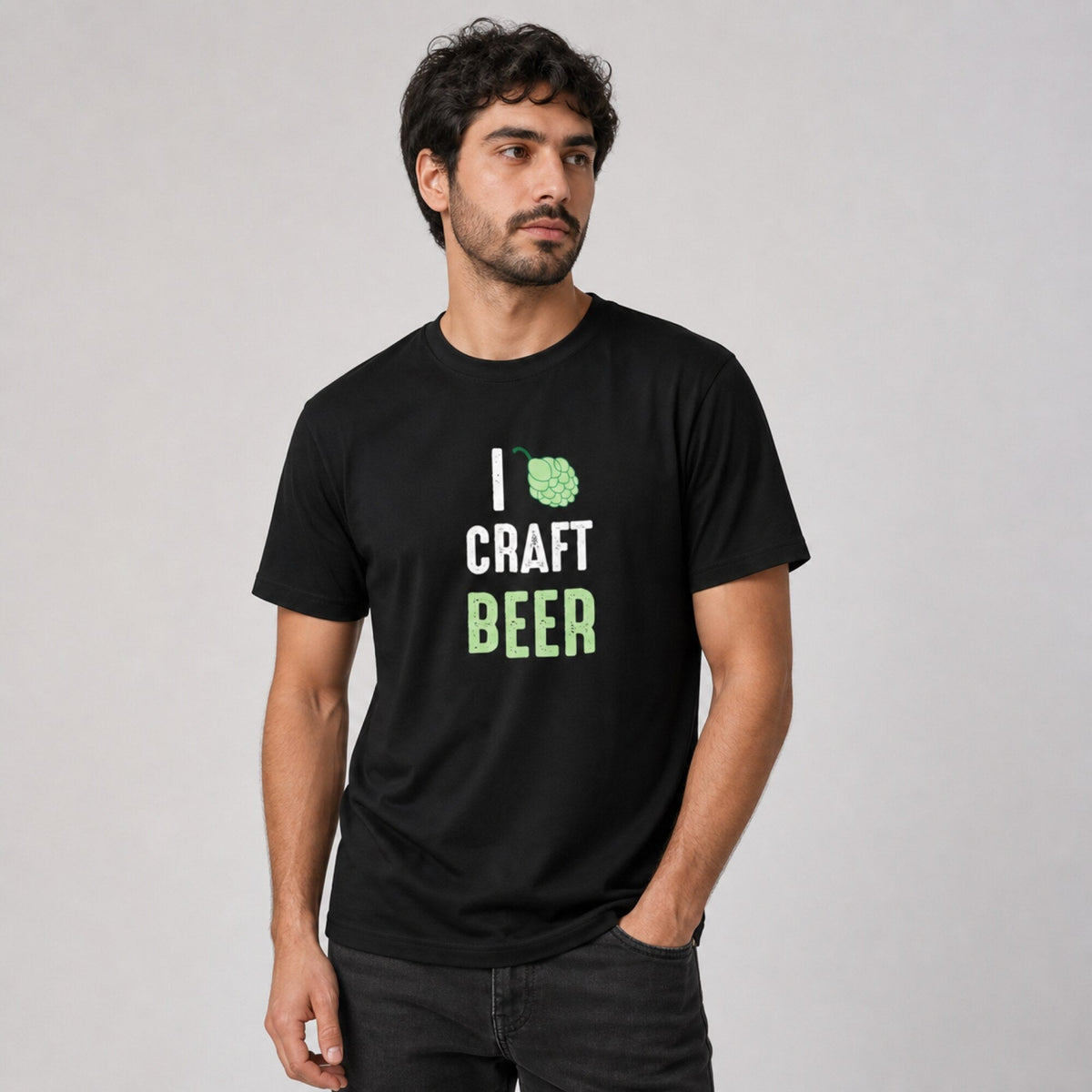 I Craft Beer T-Shirt — worn on model, front