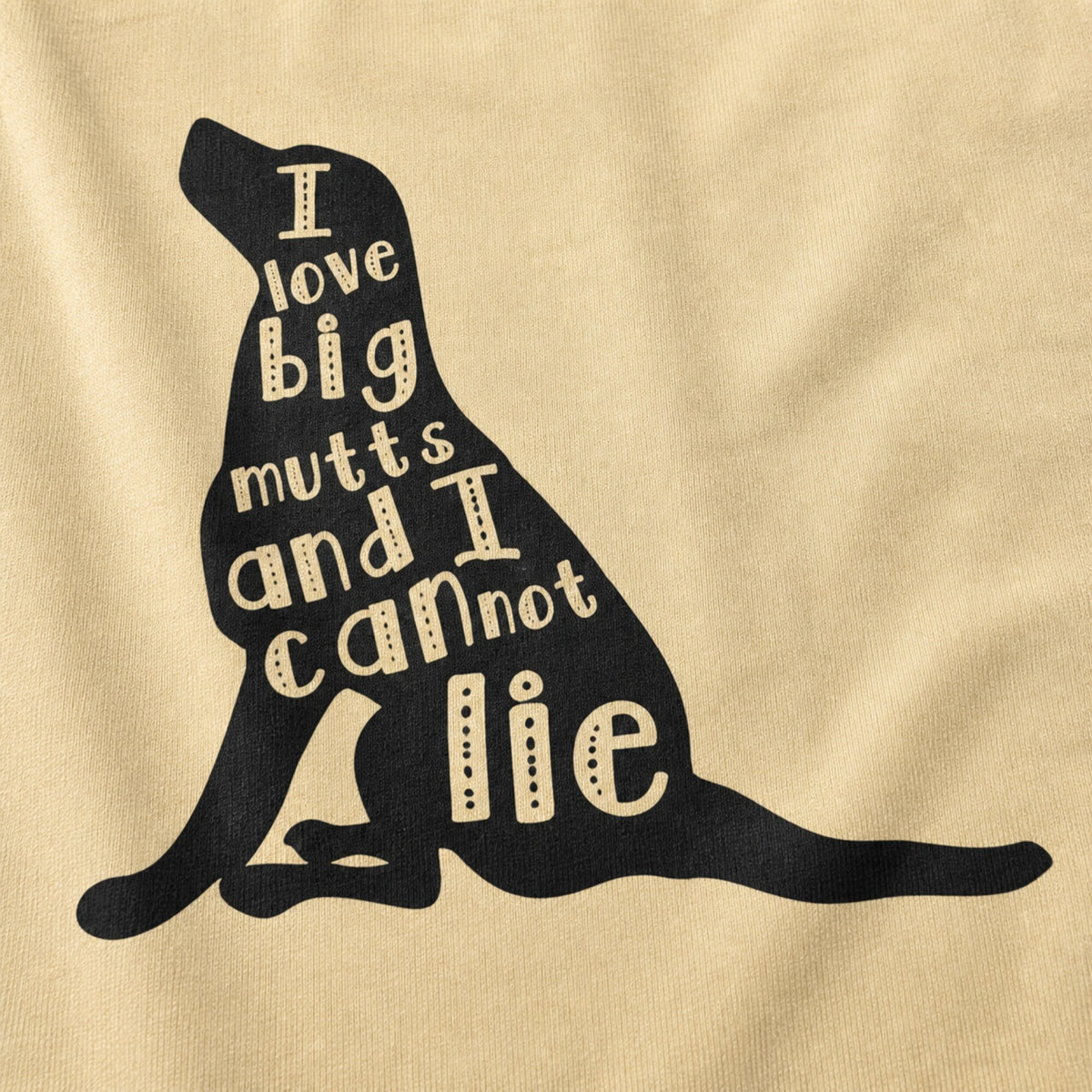 I Love Big Mutts Unisex Printed T-Shirt — print detail close-up