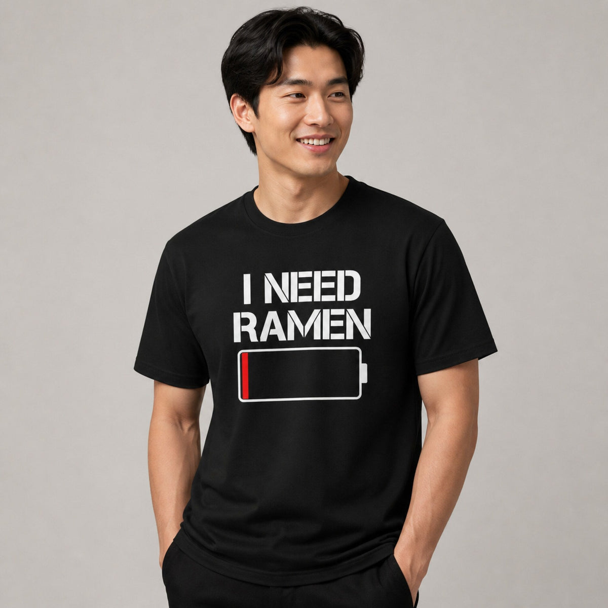I Need Ramen Unisex T-Shirt — worn on model, front