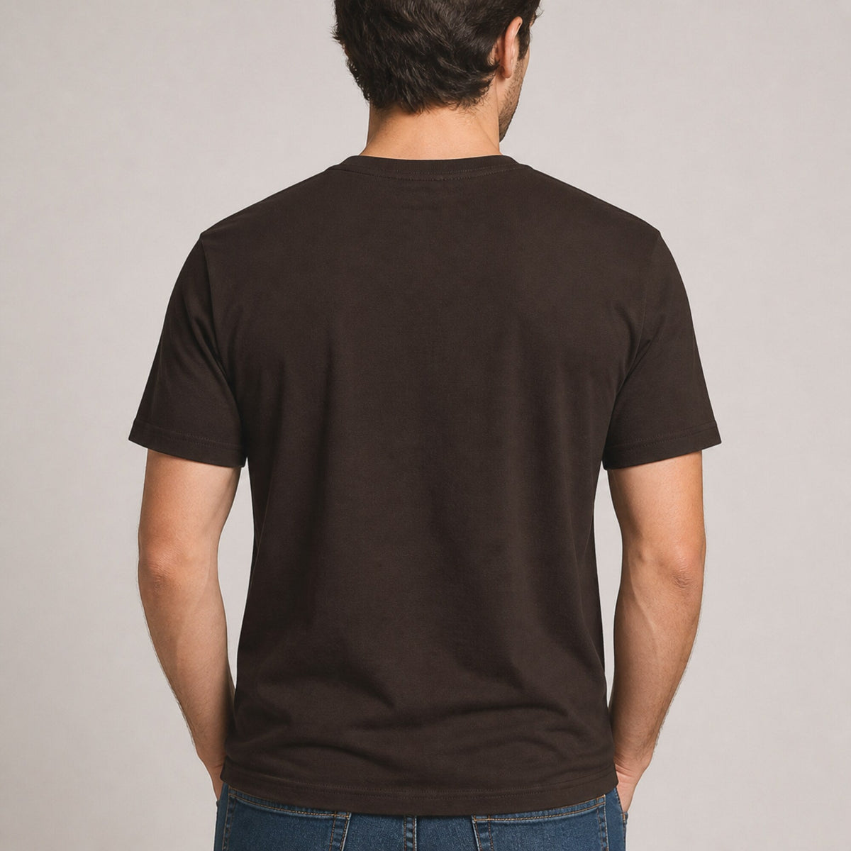 I Wonder If Coffee Thinks About Me Too Unisex T-Shirt — worn on model, back