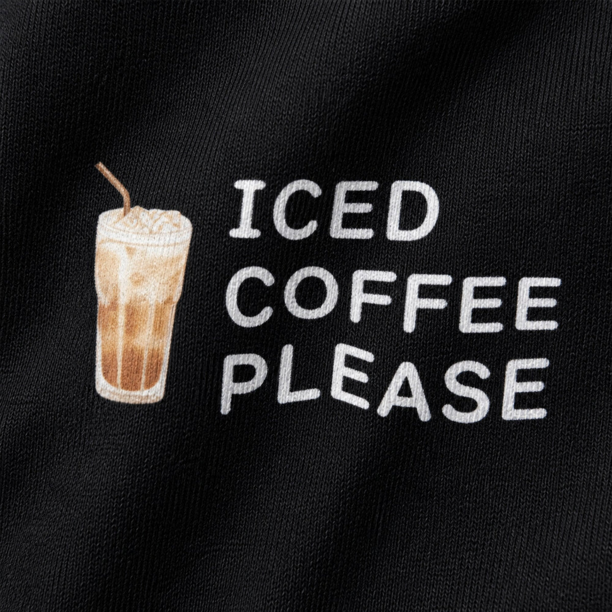 Iced Coffee Please T-Shirt — print detail close-up