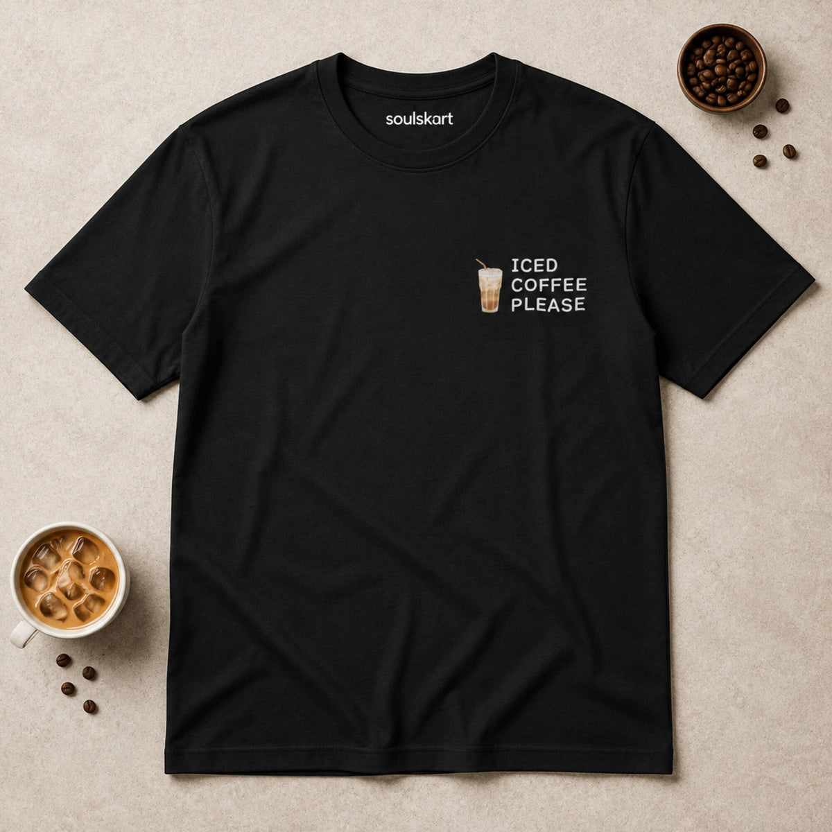 Iced Coffee Please T-Shirt — on hanger