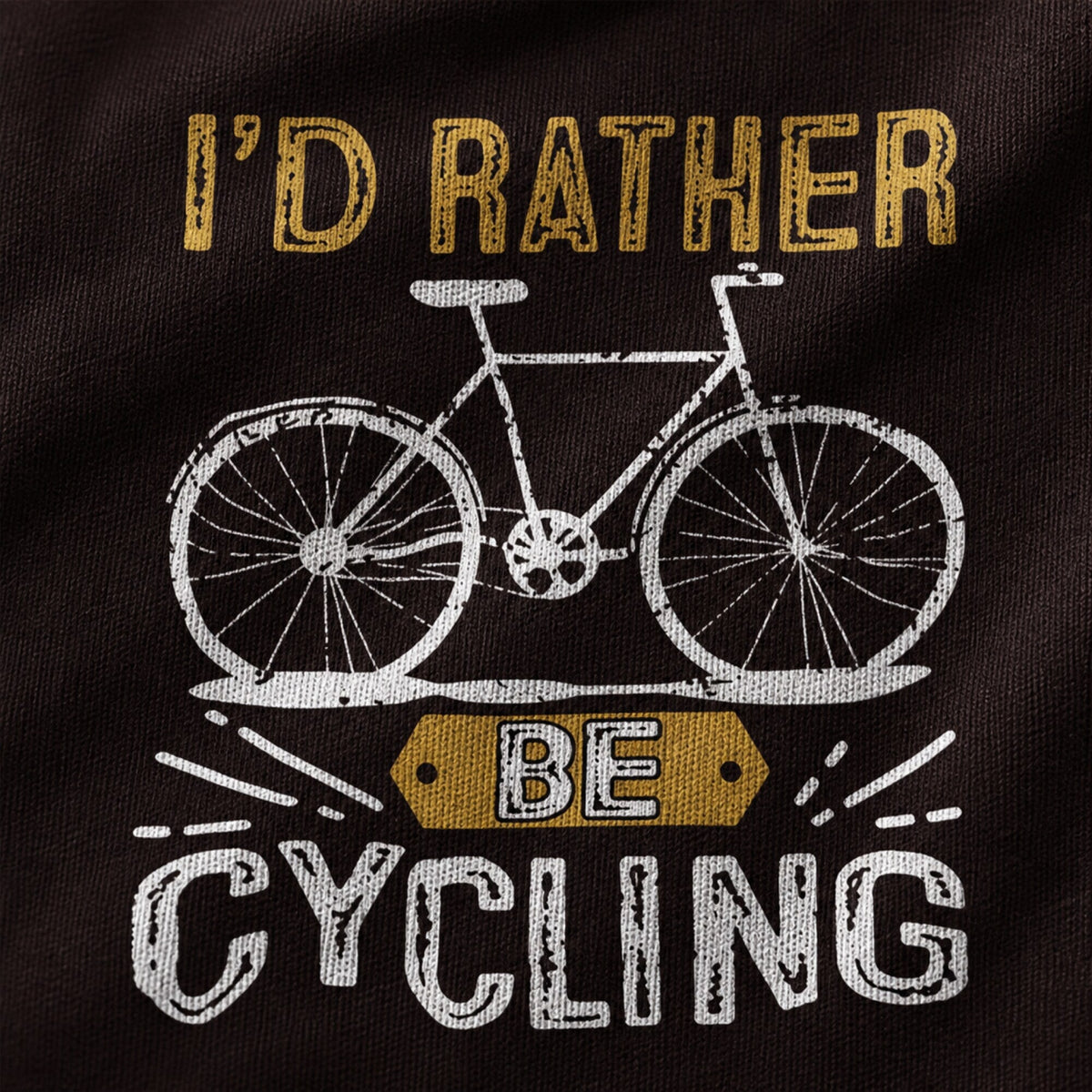 I'd Rather Be Cycling Unisex Printed T-Shirt — print detail close-up