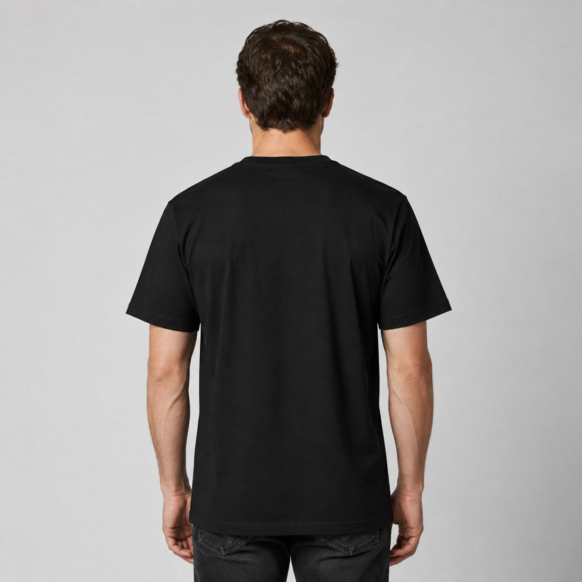 I'm Here to Pet All the Dogs Unisex Printed T-Shirt — worn on model, back