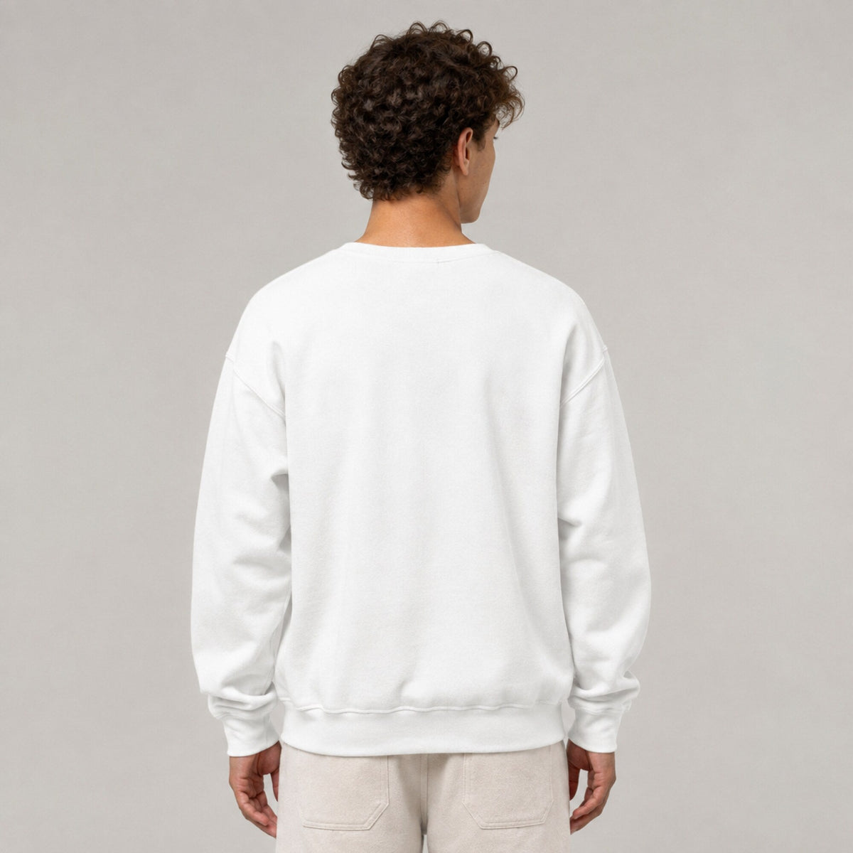 In Heaven A Box Unisex Premium Sweatshirt — worn on model, back