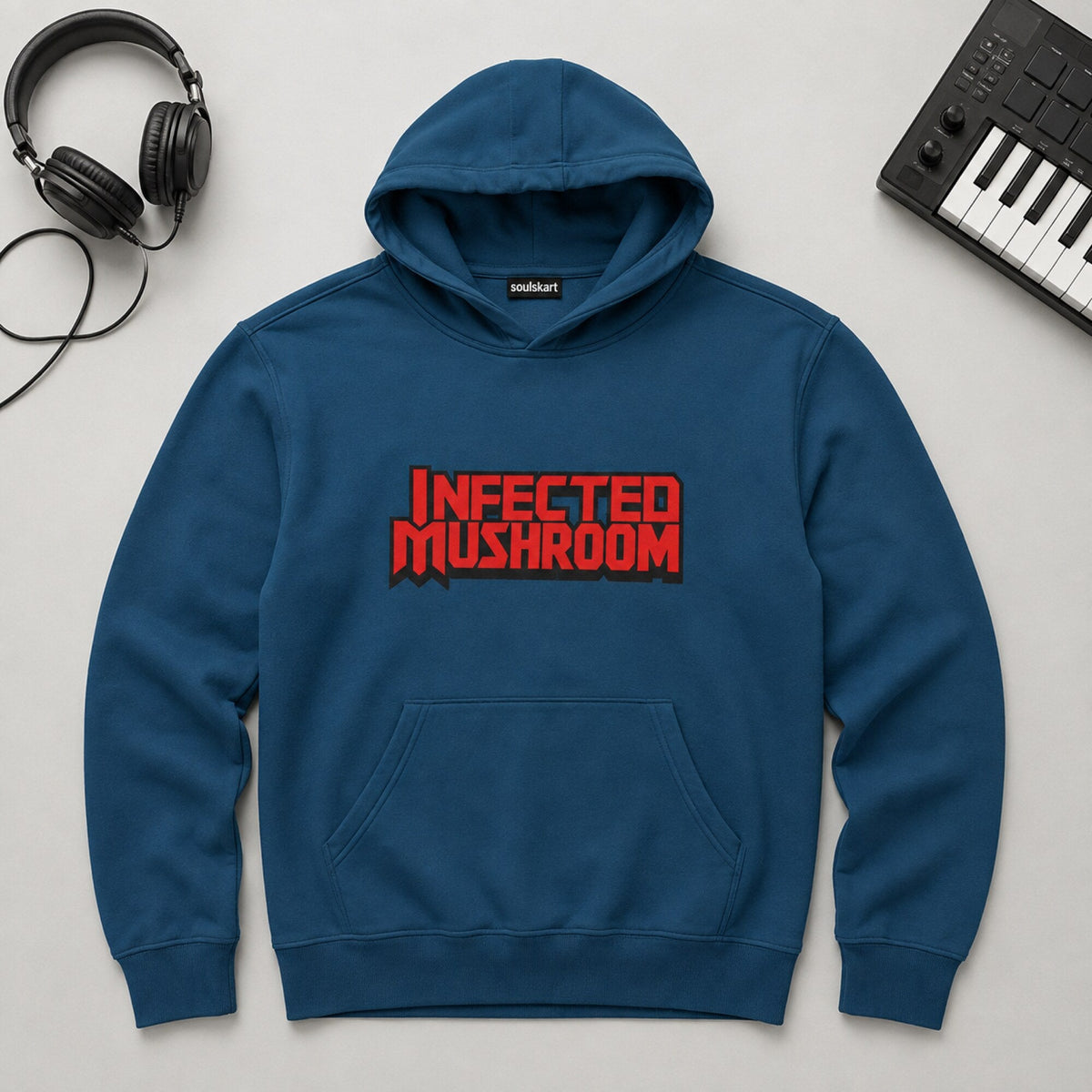 Infected Mushroom Hoodie — on hanger