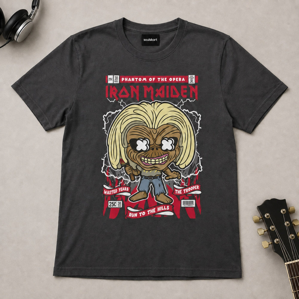 Iron Maiden Pop Art Unisex T-Shirt — on hanger