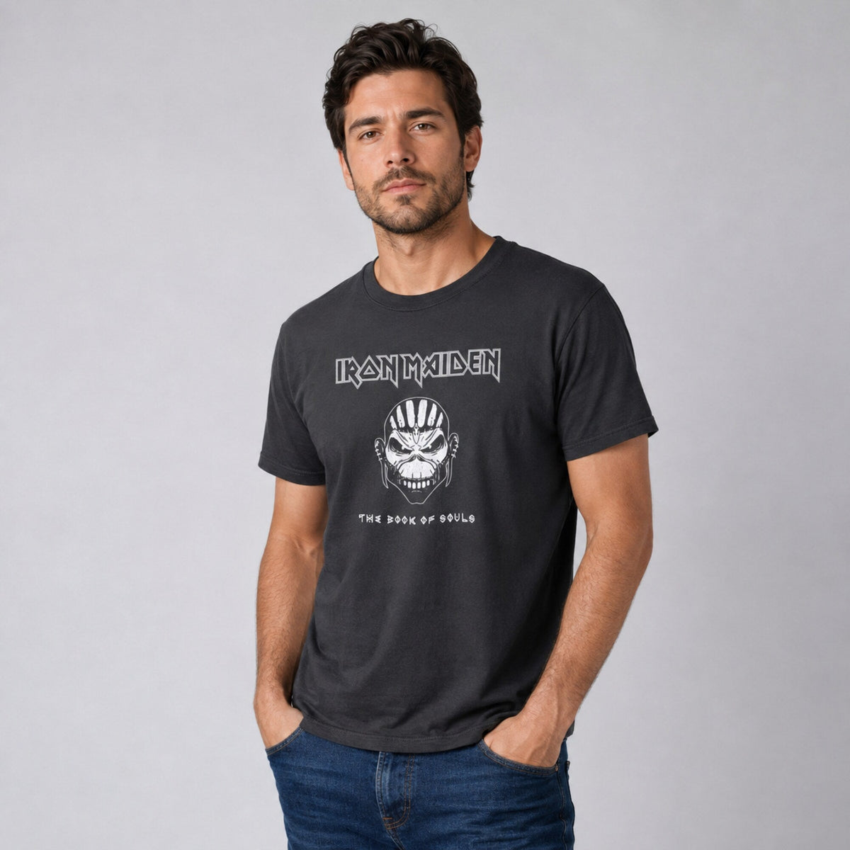 Iron Maiden Unisex T-Shirt — worn on model, front