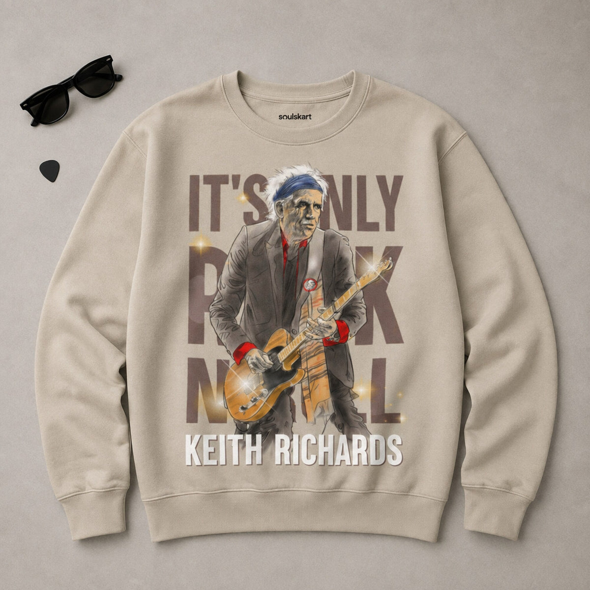 Keith Richards- The Rolling Stones Unisex Premium Sweatshirt — on hanger