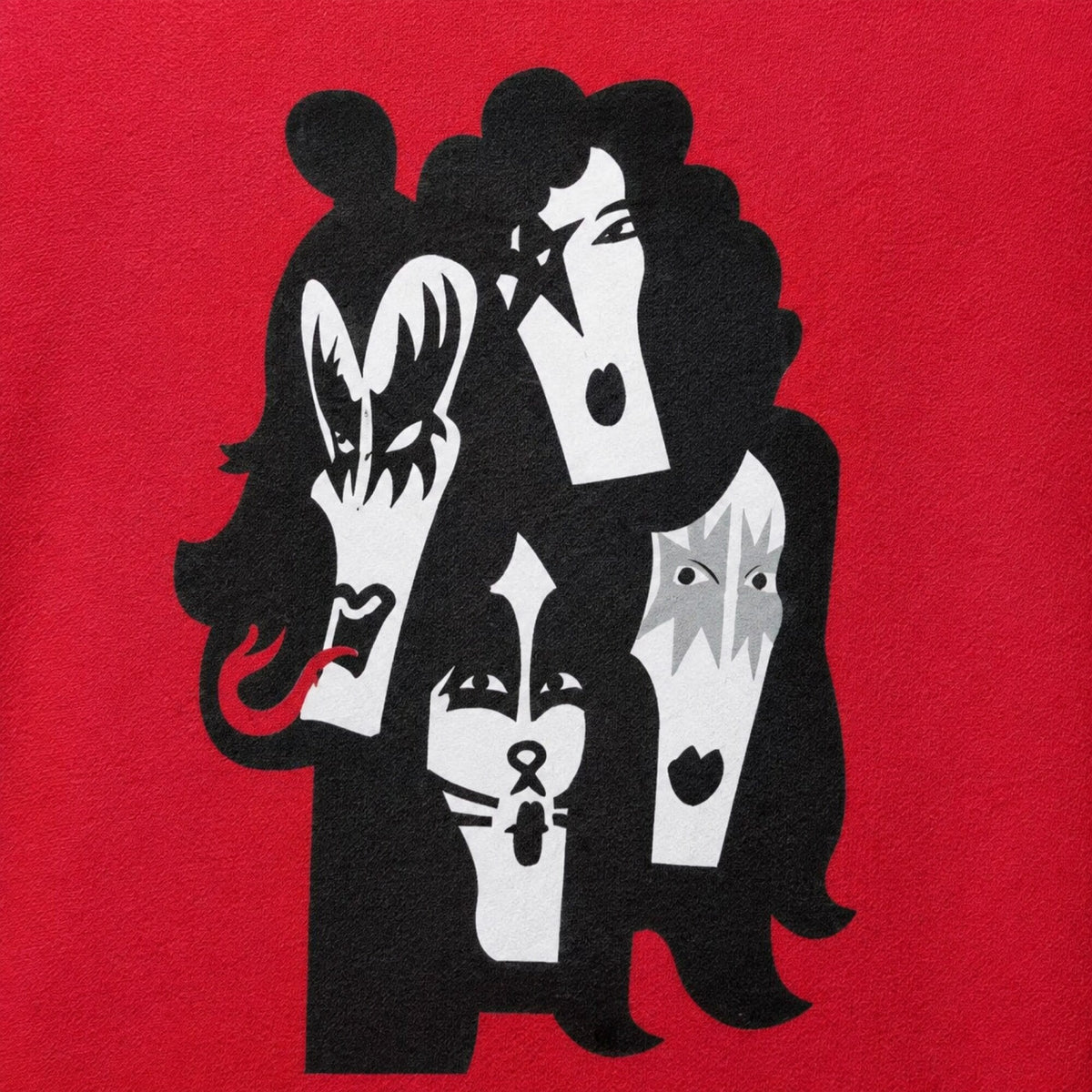 KISS Band Faces Hoodie — print detail close-up