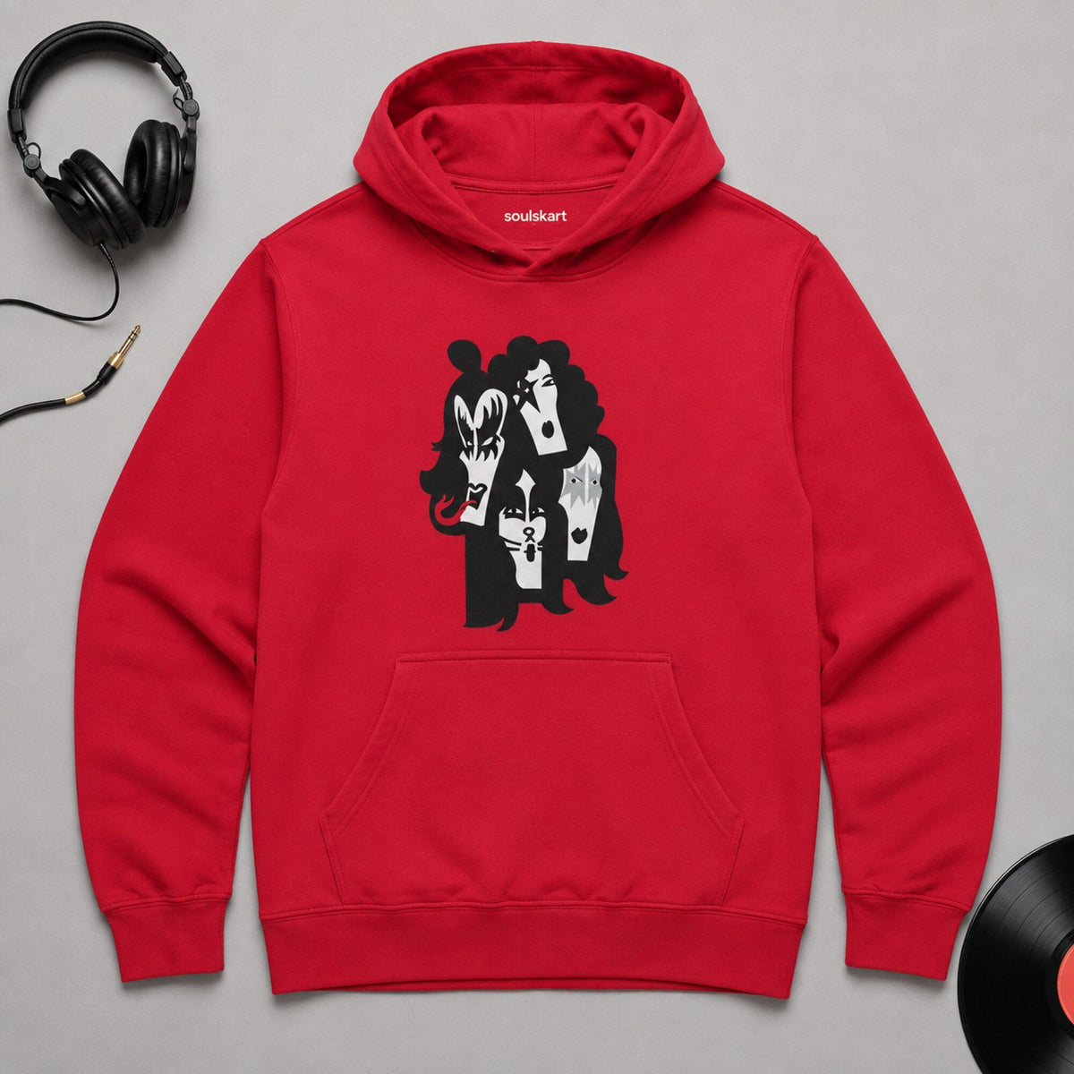 KISS Band Faces Hoodie — on hanger