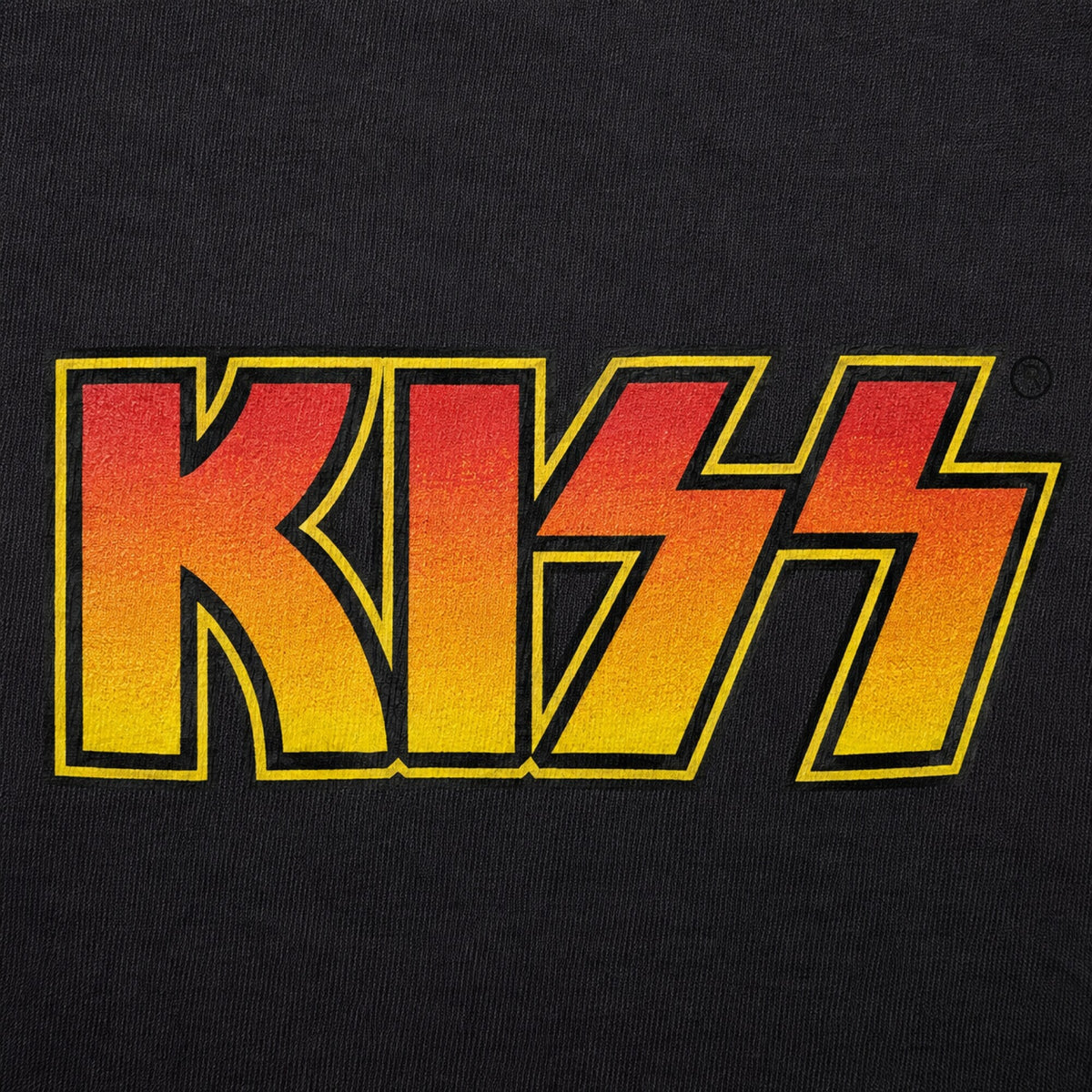 KISS Logo Wordmark Tee — print detail close-up