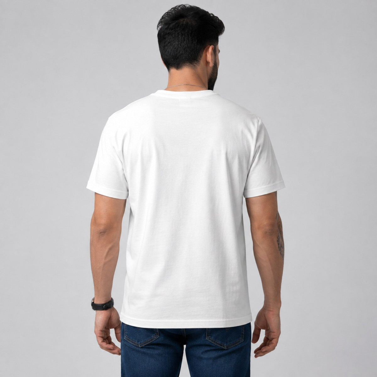 KISS Four Faces Icon Row Tee — worn on model, back