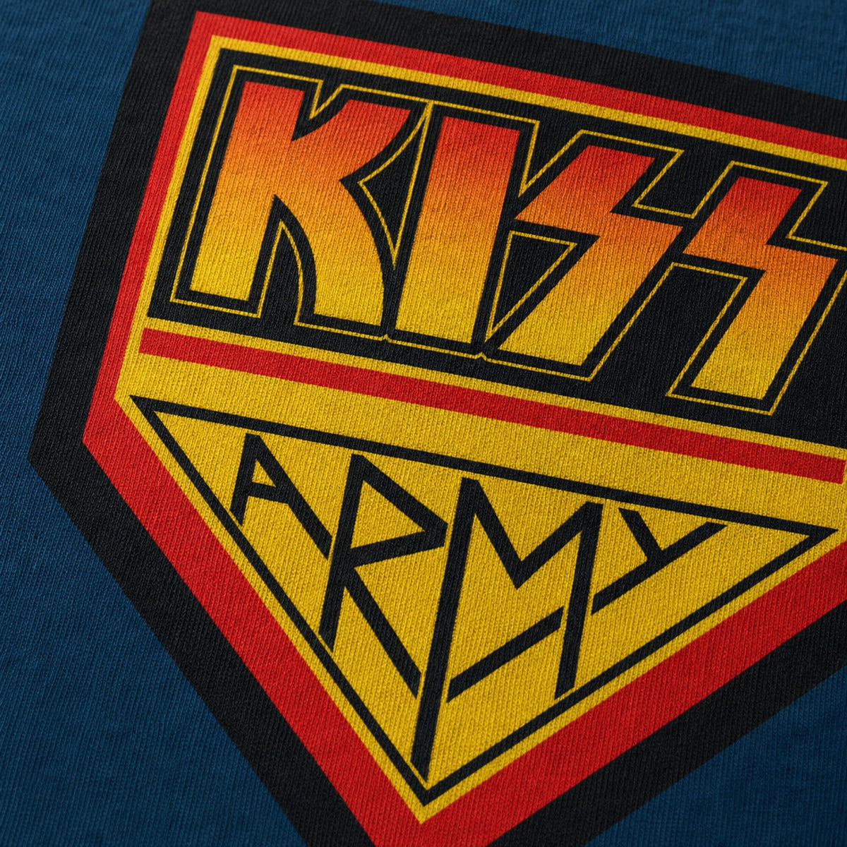 KISS Army Shield Tee — print detail close-up