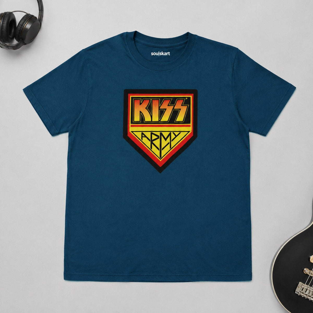 KISS Army Shield Tee — on hanger