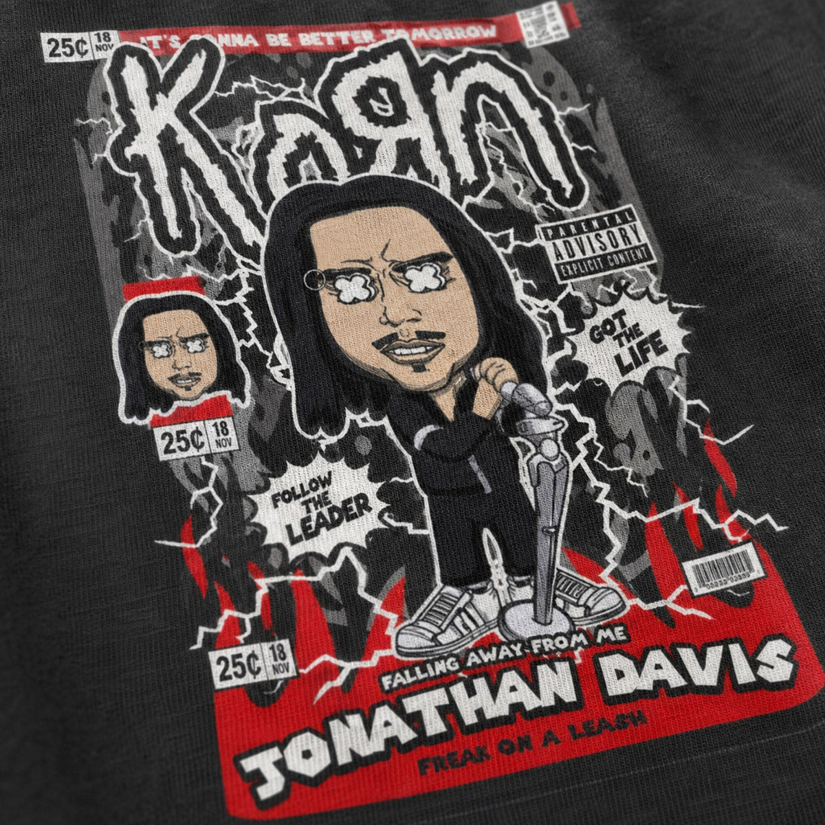 KoRn Pop Art Unisex T-Shirt — print detail close-up