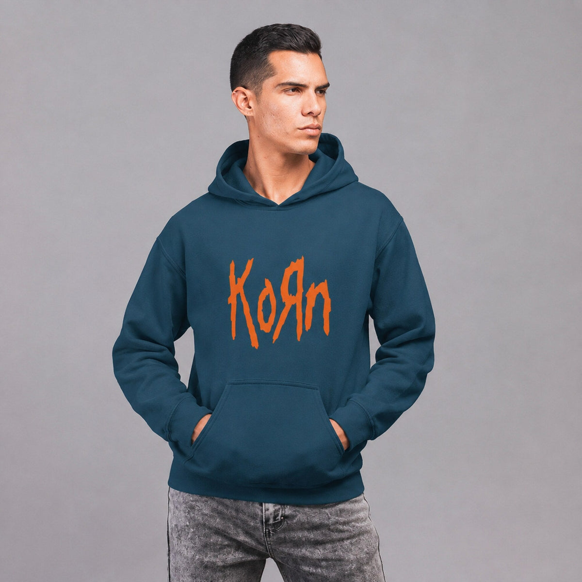Korn Unisex Hoodie — worn on model, front