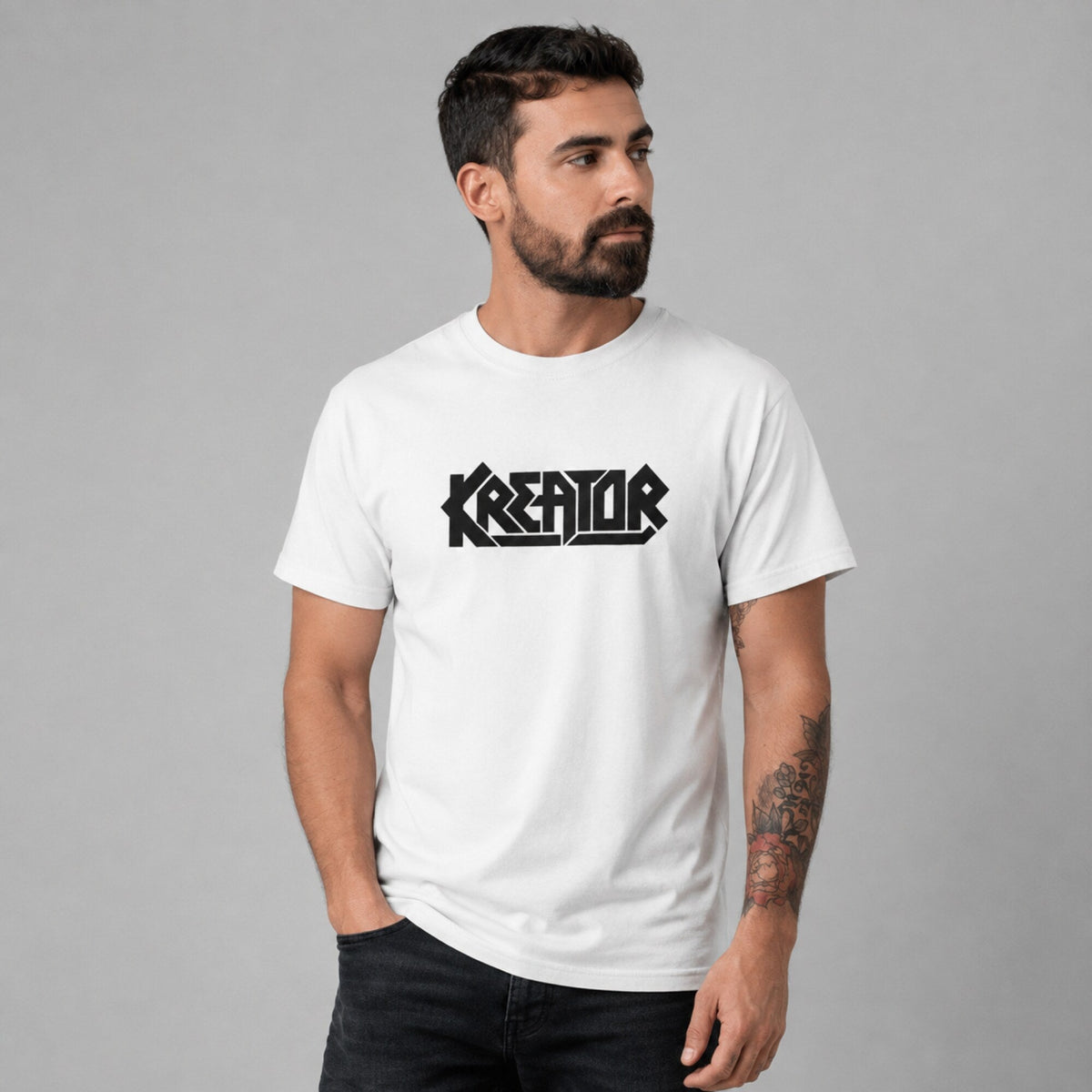 Kreator Unisex T-Shirt — worn on model, front