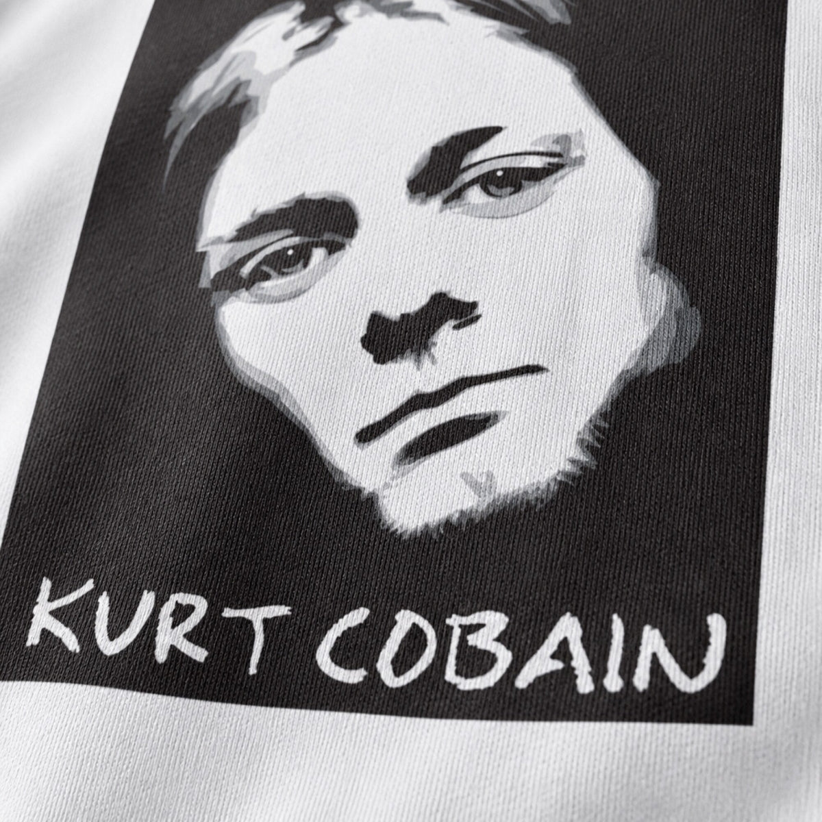 Kurt Cobain- Nirvana Unisex Premium Sweatshirt — print detail close-up
