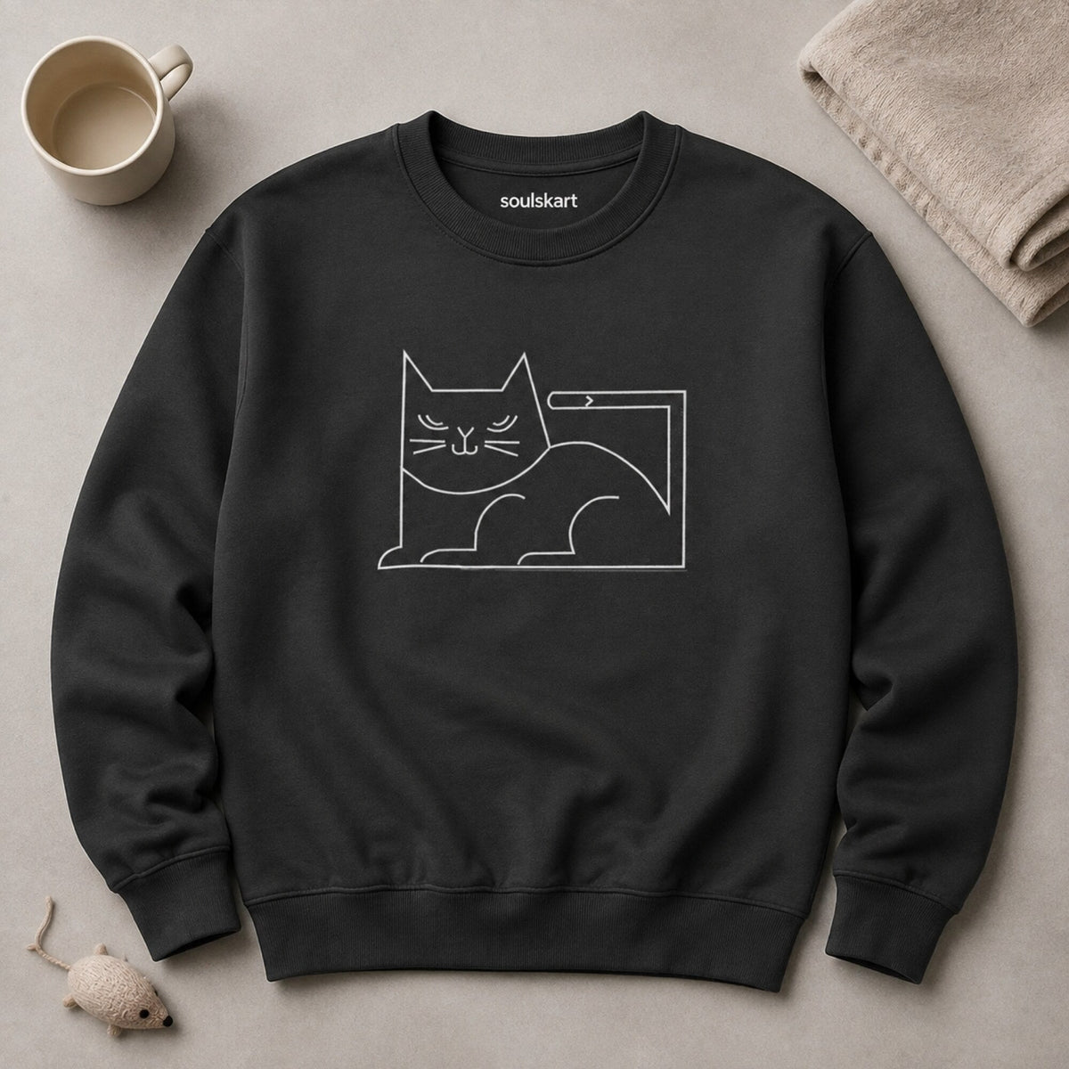 Lazy Cat Unisex Sweatshirt — on hanger