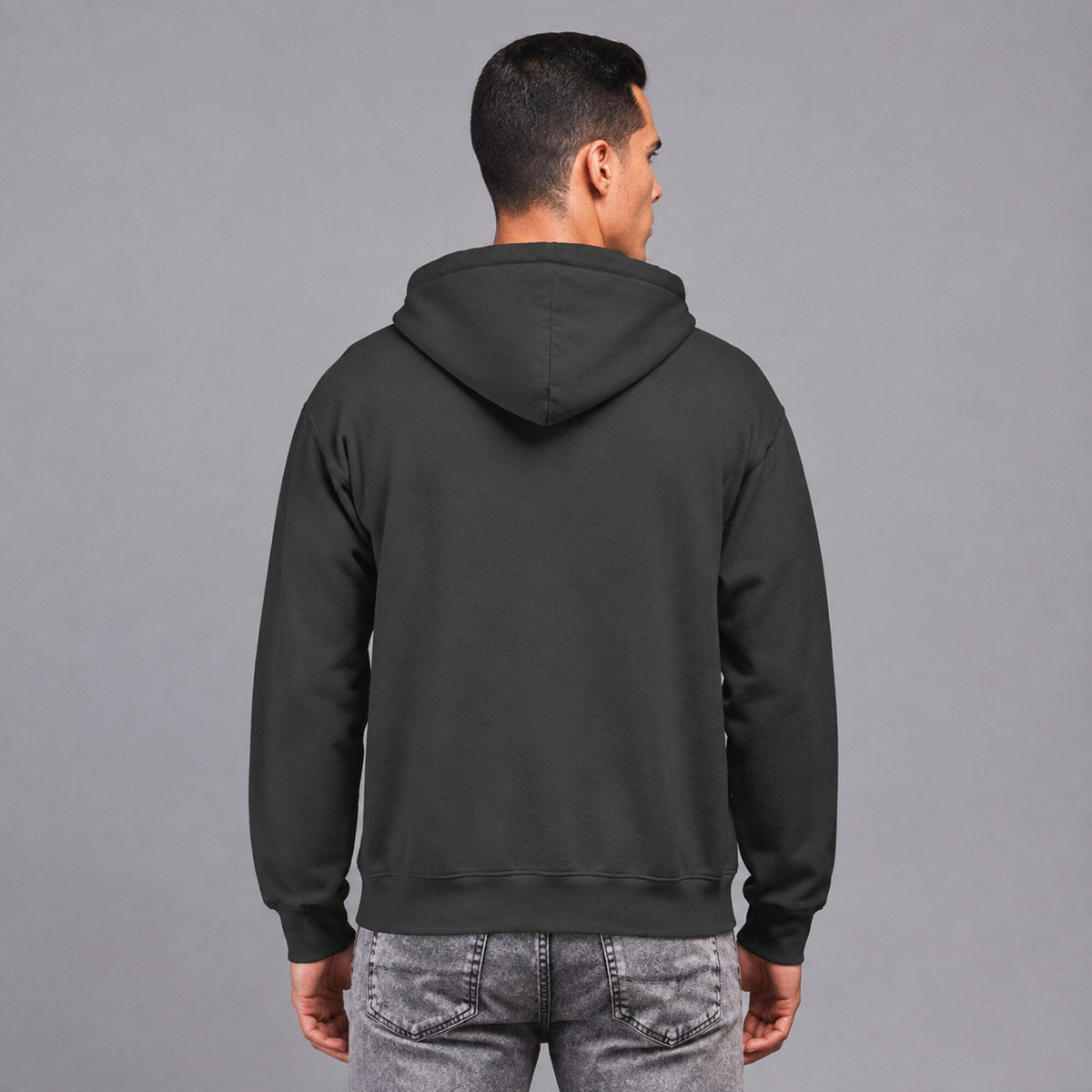 Led Zeppelin No Quarter Hoodie — Charcoal — worn on model, back