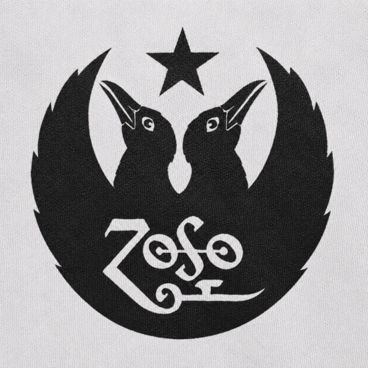 Led Zeppelin ZoSo Raven Emblem Hoodie — print detail close-up