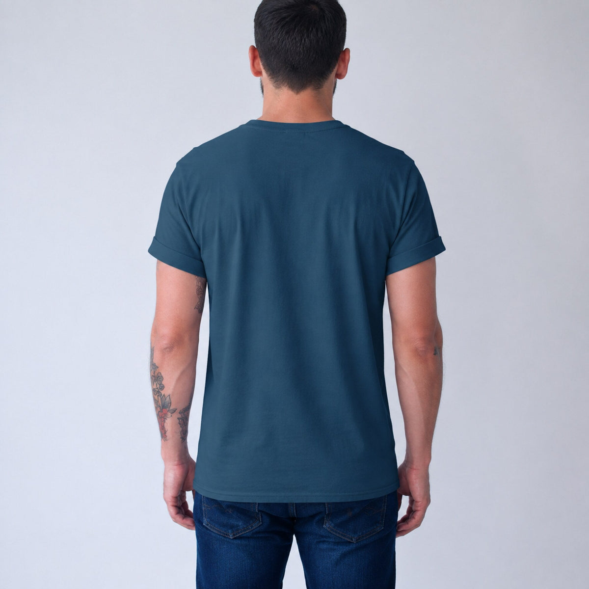 Led Zeppelin Four Symbols Tee — worn on model, back