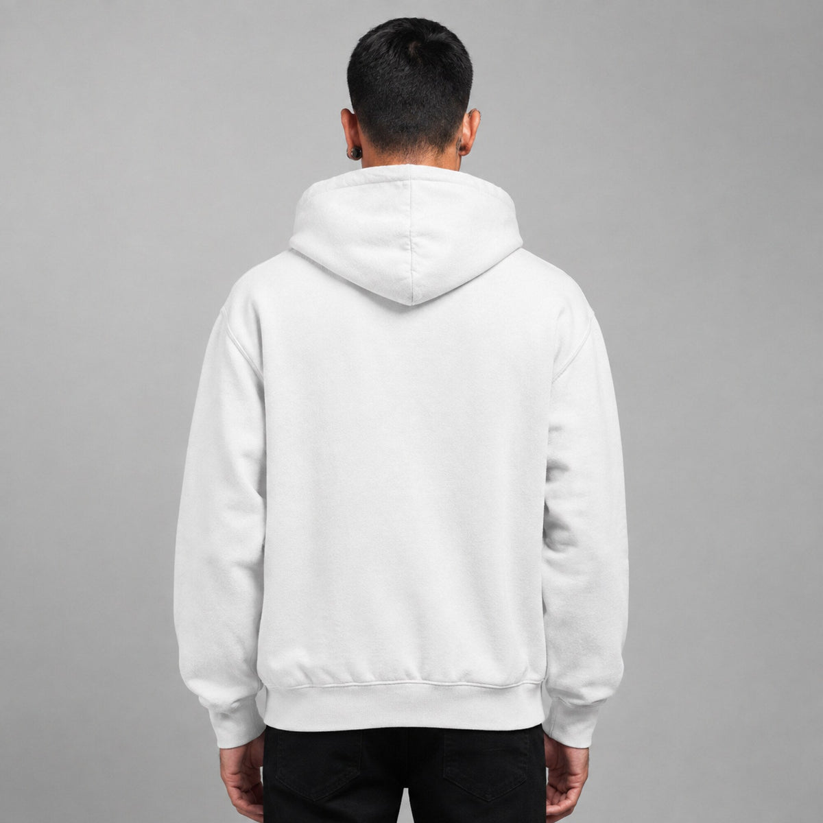Led Zeppelin Unisex White Hoodie — worn on model, back