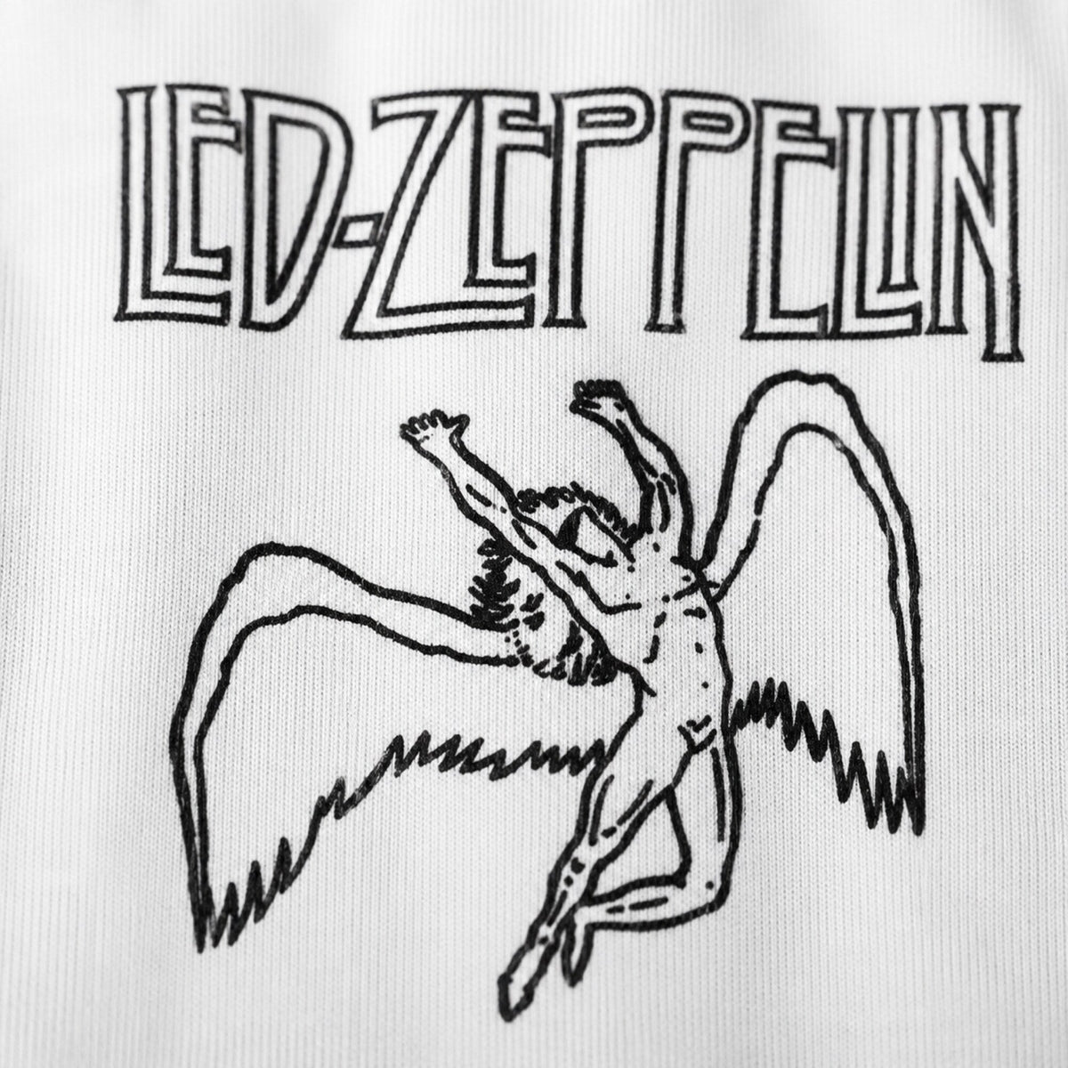Led Zeppelin Unisex White Hoodie — print detail close-up