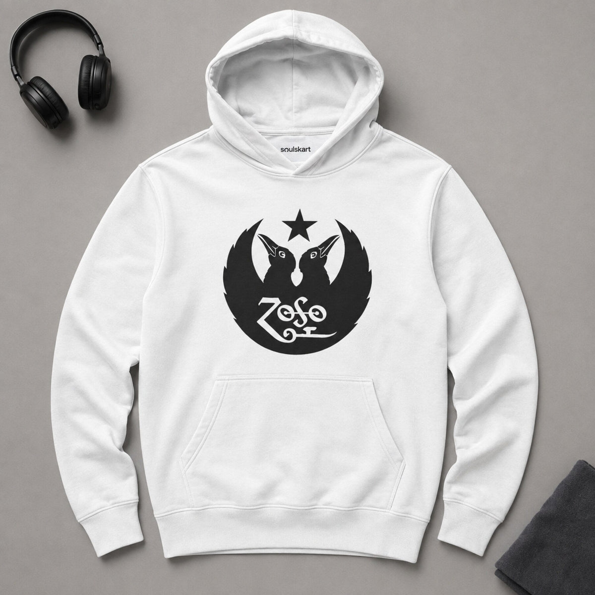 Led Zeppelin Zoso Unisex Hoodie — on hanger