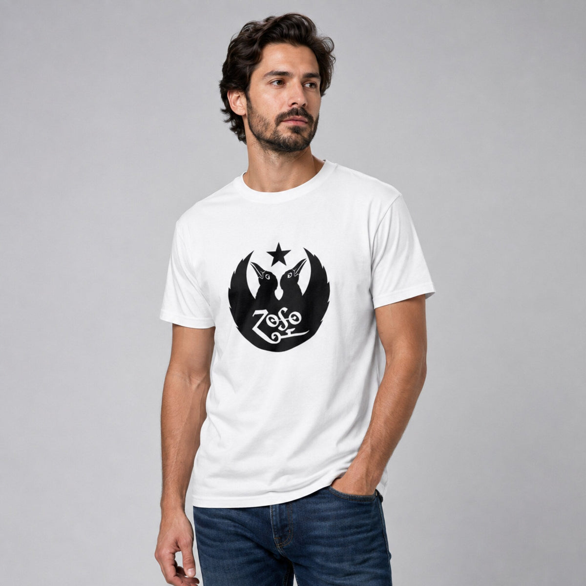 Led Zeppelin ZoSo Unisex T-Shirt — worn on model, front
