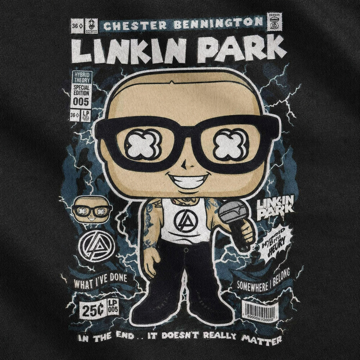 Linkin Park Chester Bennington Pop Art Unisex T-Shirt — print detail close-up