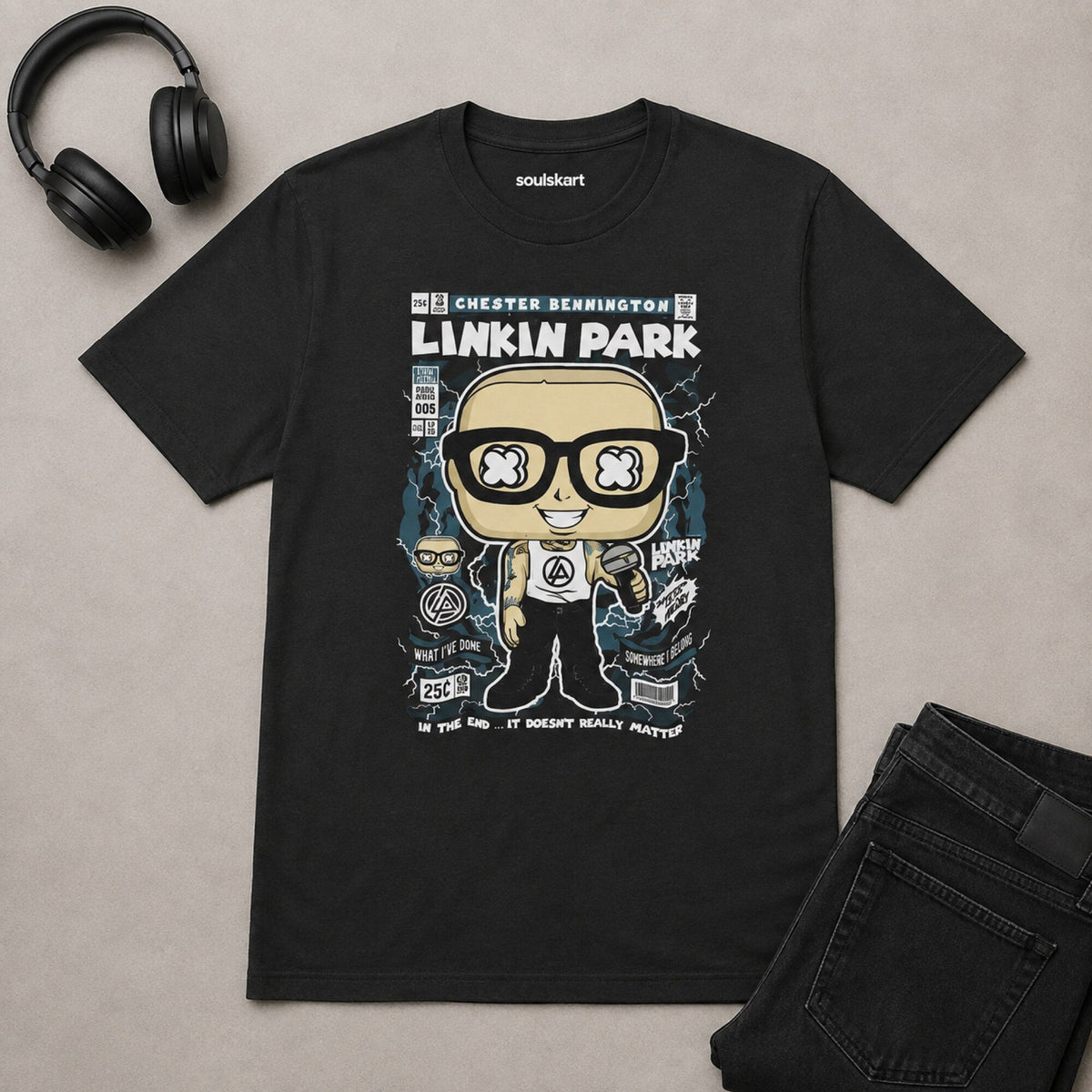 Linkin Park Chester Bennington Pop Art Unisex T-Shirt — on hanger