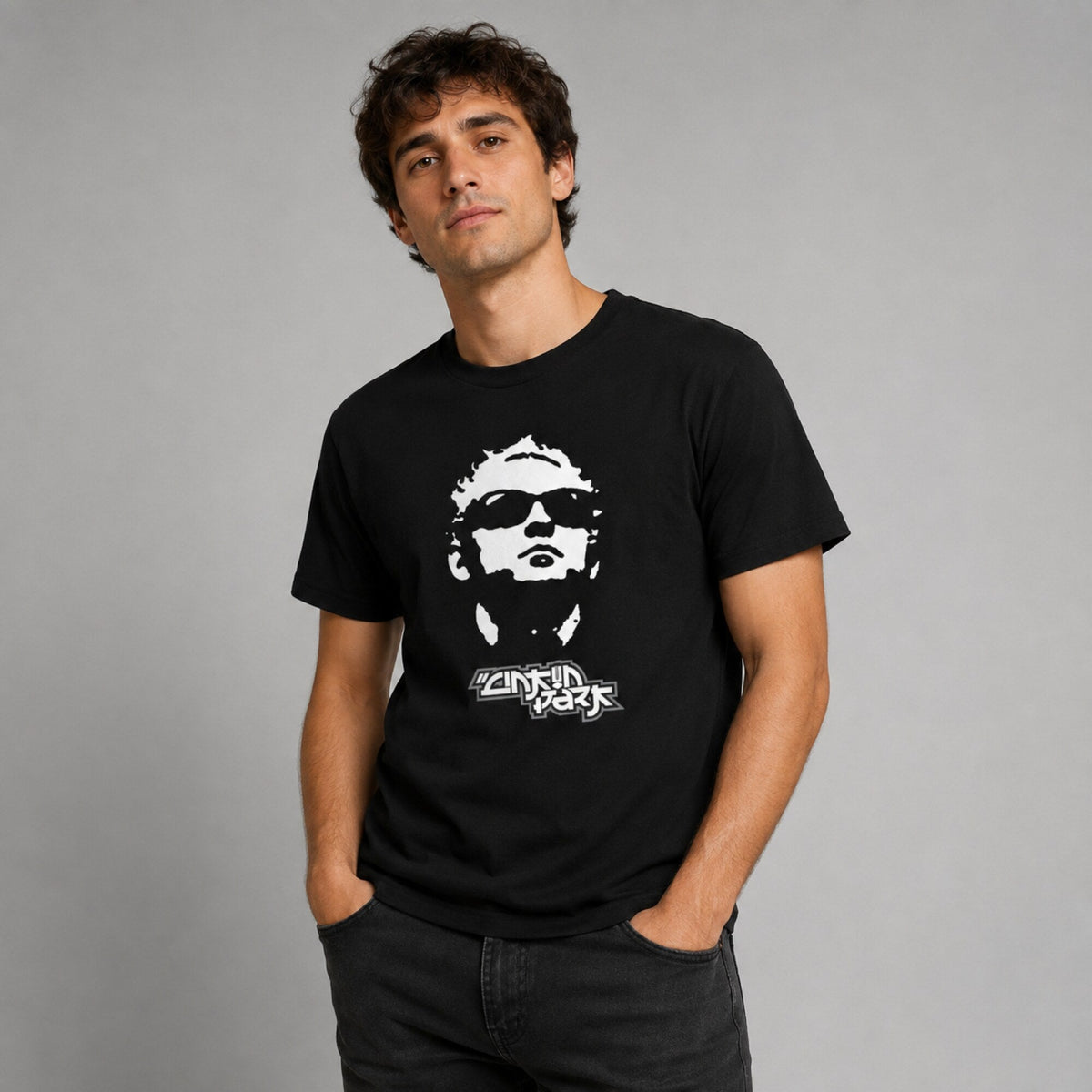 Linkin Park Chester Bennington Tribute Tee — worn on model, front