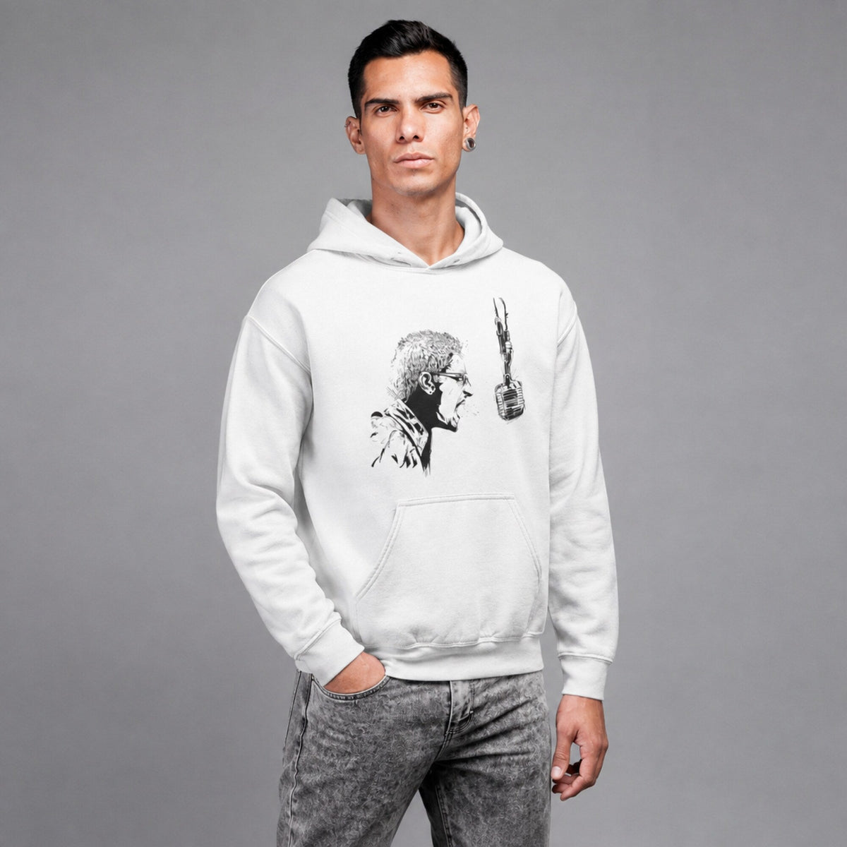 Linkin Park Chester Bennington Unisex Hoodie — worn on model, front