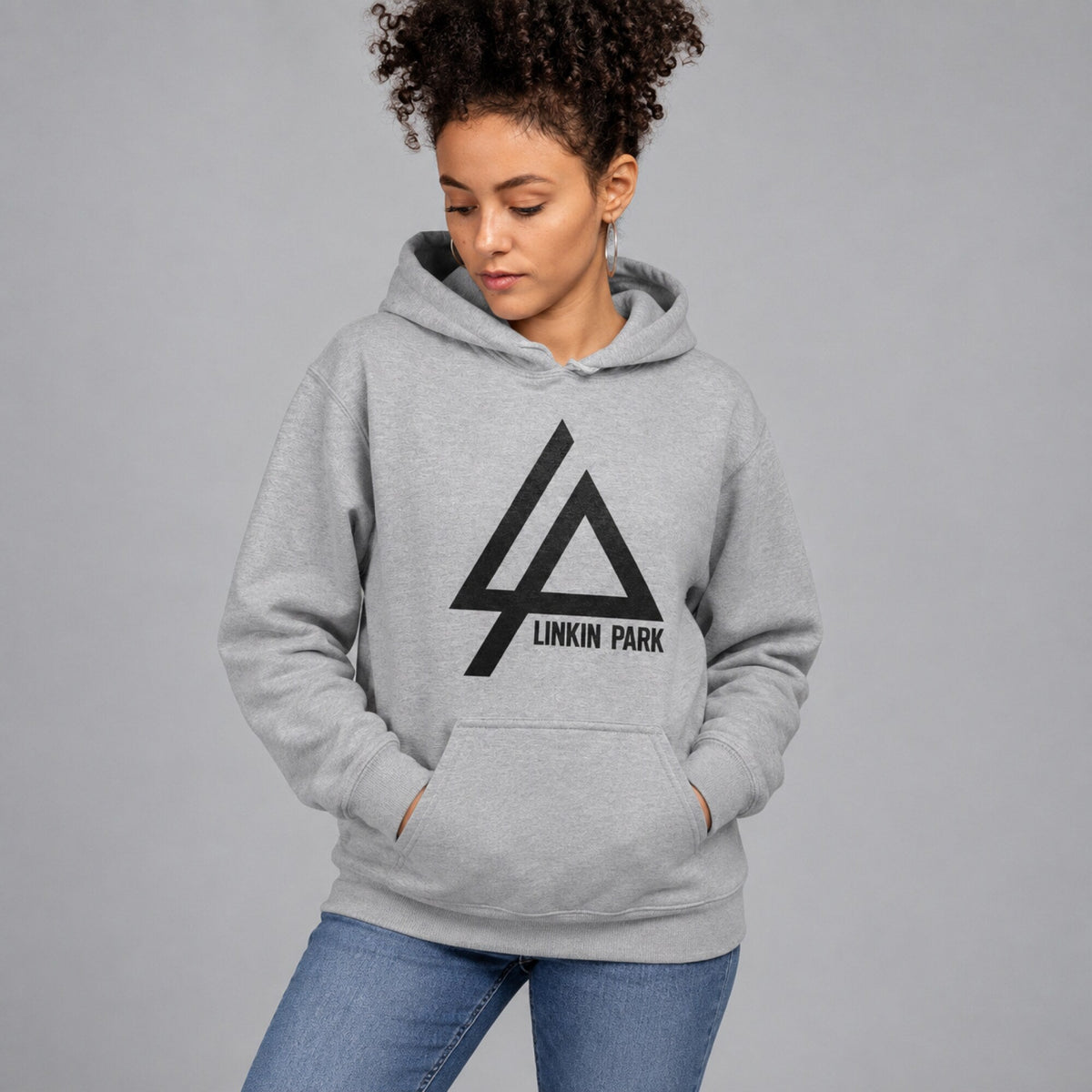 Linkin Park Triangle Logo Hoodie — worn on model, front
