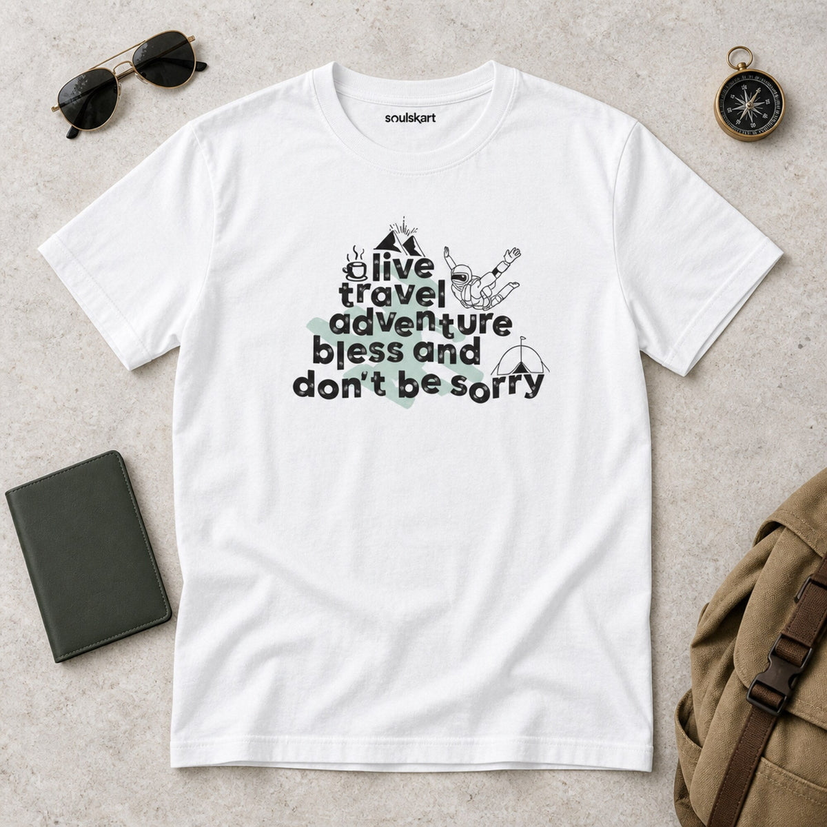 Live Travel Adventure Unisex T-Shirt — on hanger