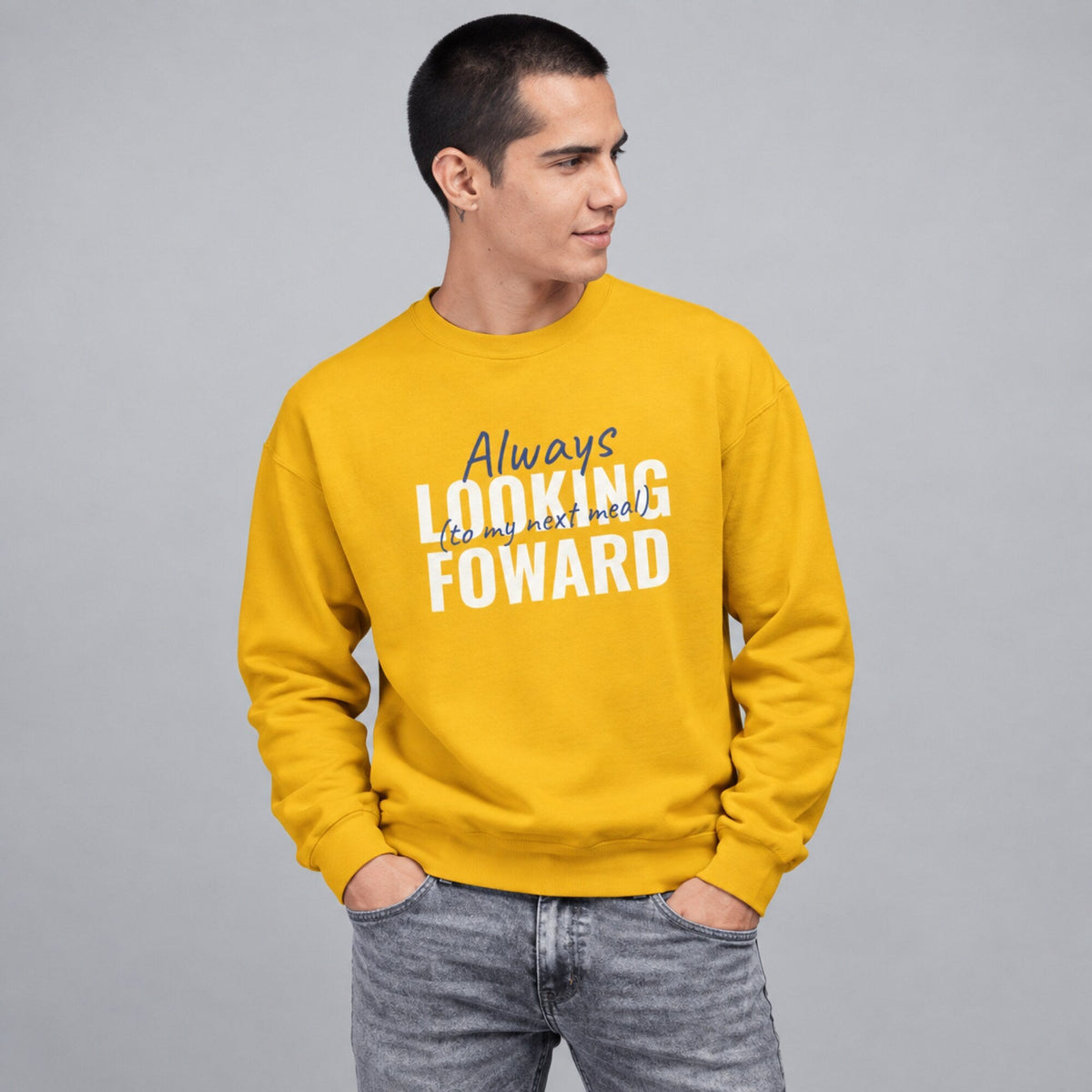Look For Food Unisex Sweatshirt — worn on model, front