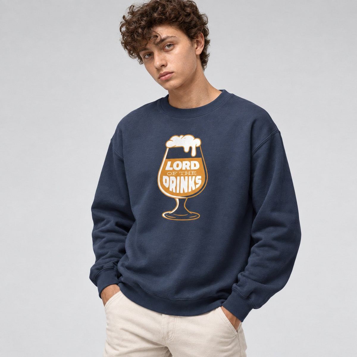 Lord Of The Drinks Unisex Premium Sweatshirt — worn on model, front