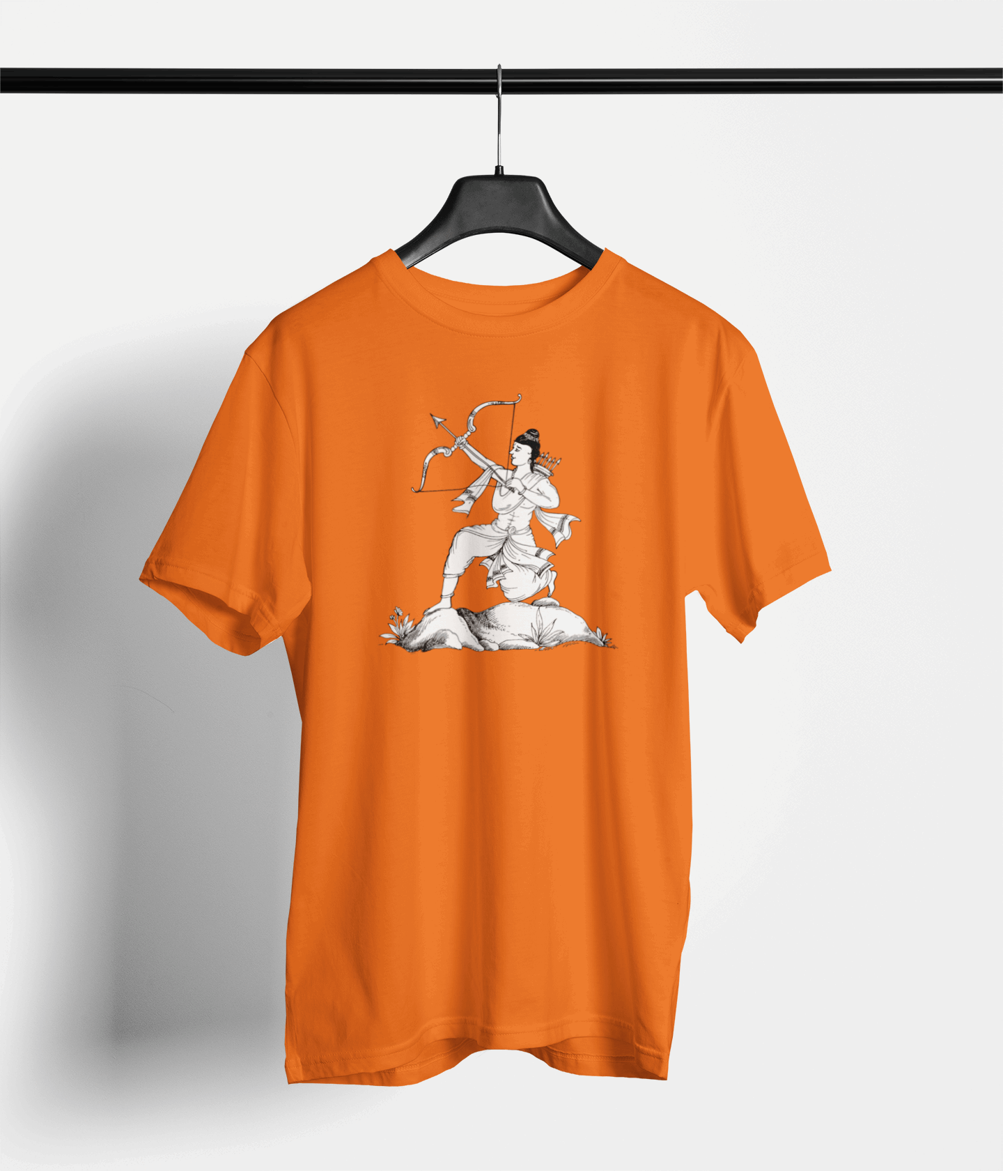 Lord Rama Line Art Sketch Tee — Orange — main product image