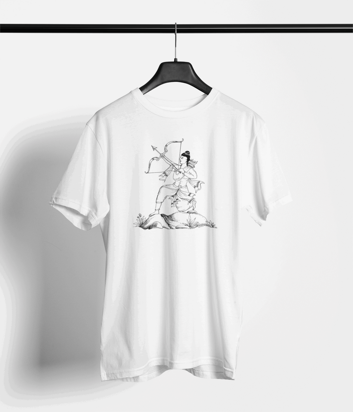 Lord Rama Line Art Sketch Tee — White — main product image