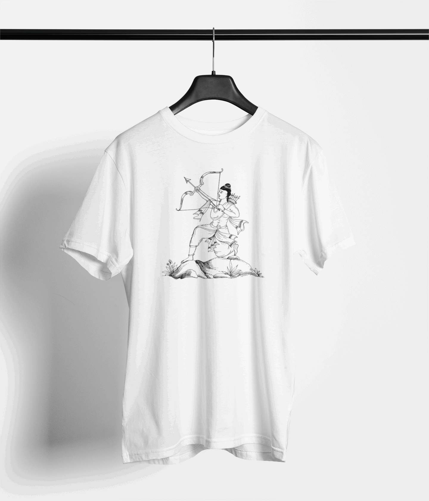 Lord Rama Line Art Sketch Tee — White — main product image
