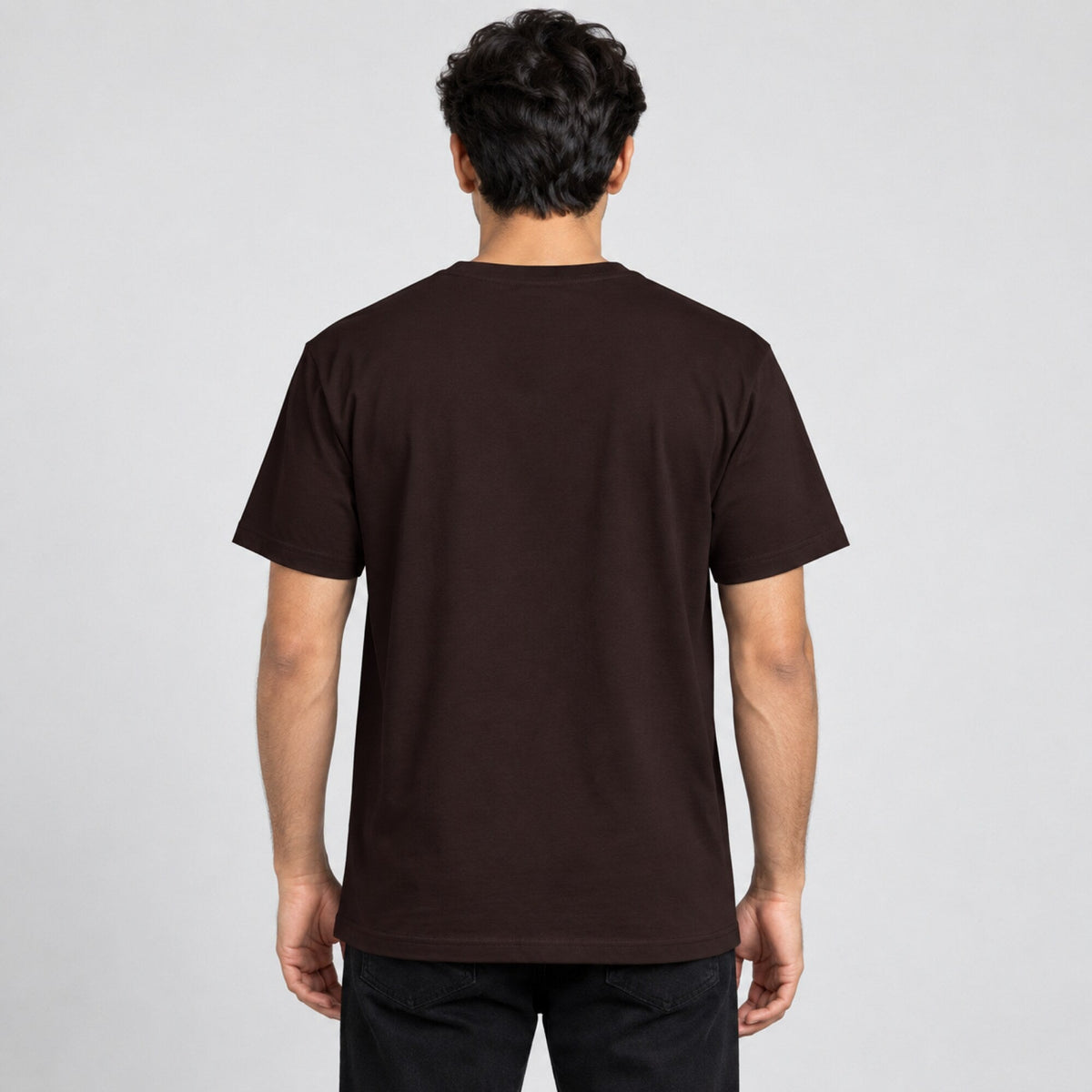 Low Energy, Need Coffee T-Shirt — worn on model, back