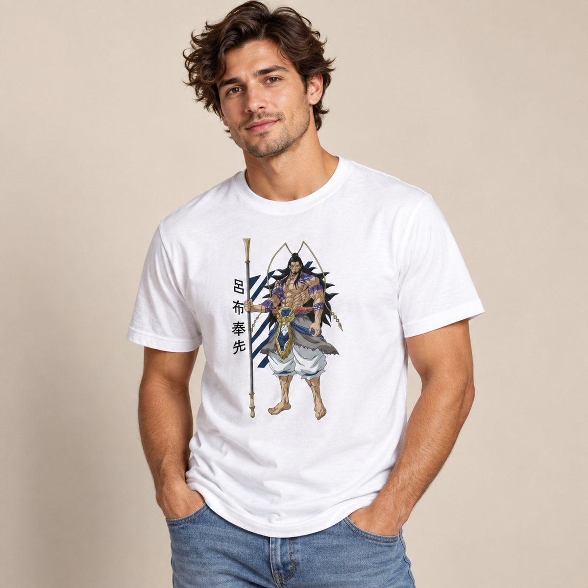 Lu Bu Record of Ragnarok Unisex Tee — worn on model, front