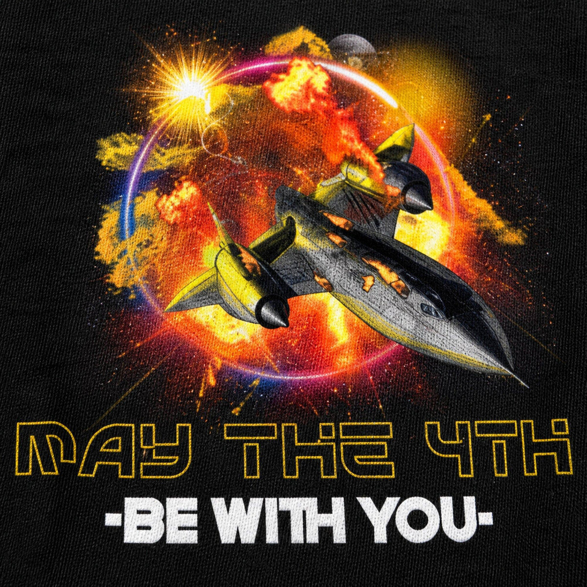 May The 4th Starfighter Blast Tee — print detail close-up